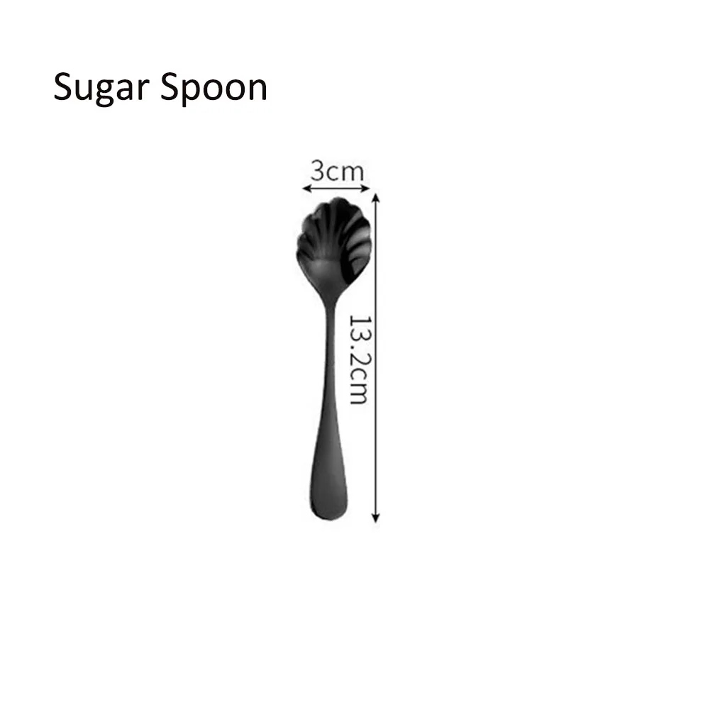 No.5 Sugar Spoon 1/5 шт Лидер продаж Черный Комплектная посуда столовые ножи вилки и ложки в западном стиле кухонная посуда Нержавеющая сталь домашний праздничный набор столовой посуды - Цвет: No.5 Sugar Spoon