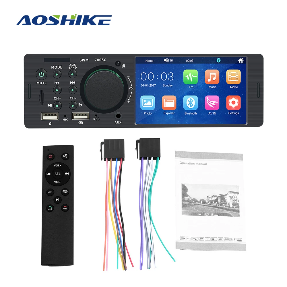 AOSHIKE 1 Din авторадио FM автомобильное радио Bluetooth Мультимедиа MP5 плеер 4 дюйма стерео