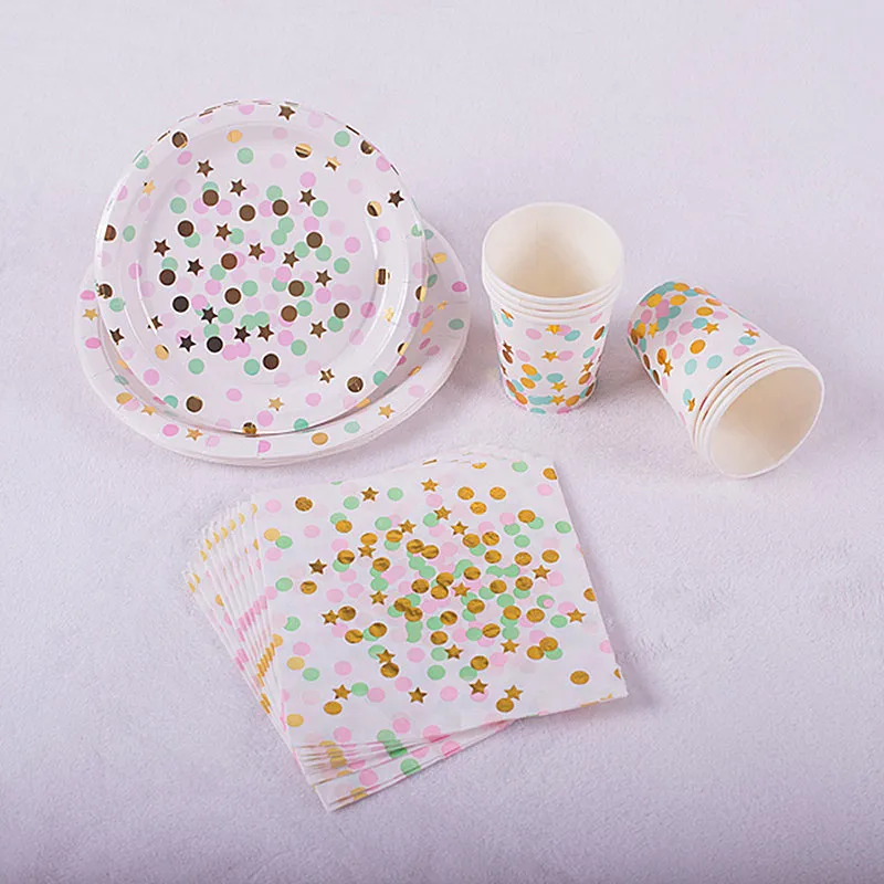 40 шт. одноразовая посуда для дня рождения бумажные стаканчики тарелка салфеток
