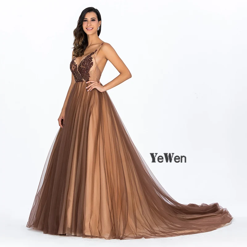 Сексуальное кружевное платье цвета шампанского с глубоким V образным вырезом без