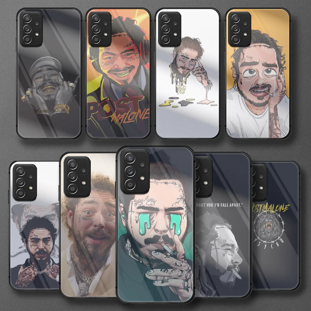 

Post Malone Personality art Tempered Glass Phone Case Cover For Samsung Galaxy A M 10 12 20 21 30 31 40 50 51 52 70 71 72 E S