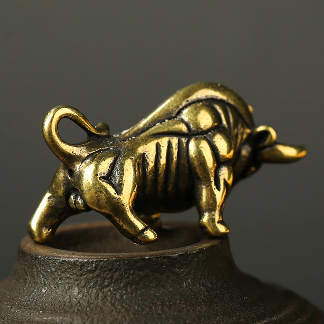 

Brass Animal Statue Ornament Cow Metal Retro Sculpture Home Office Room Desktop Decoration Bull Ornament Statue Copper Miniature