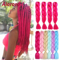 alororo pink braiding hair synthetic hair extension for braids 24 inches red silver green purple pure color jumbo braid hair