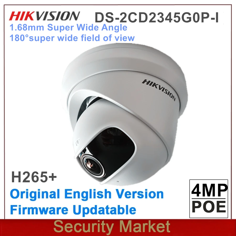 Оригинальная Hikvision DS 2CD2345G0P I 4MP IR 1 68 мм POE супер широкоугольная фиксированная