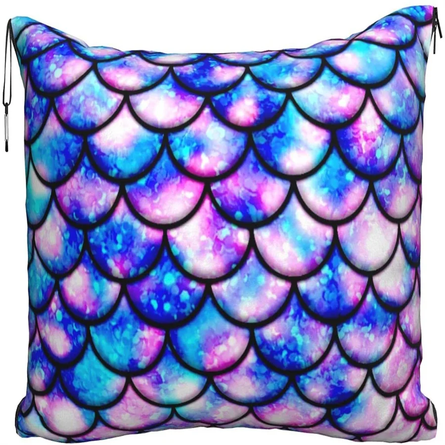 comprar Sereia Galaxy Print Viagem Travesseiro Cobertor Dois-em-um Mochila Cinta E Compacto Avião Saco Cintura Suporte 60x43 Polegadas