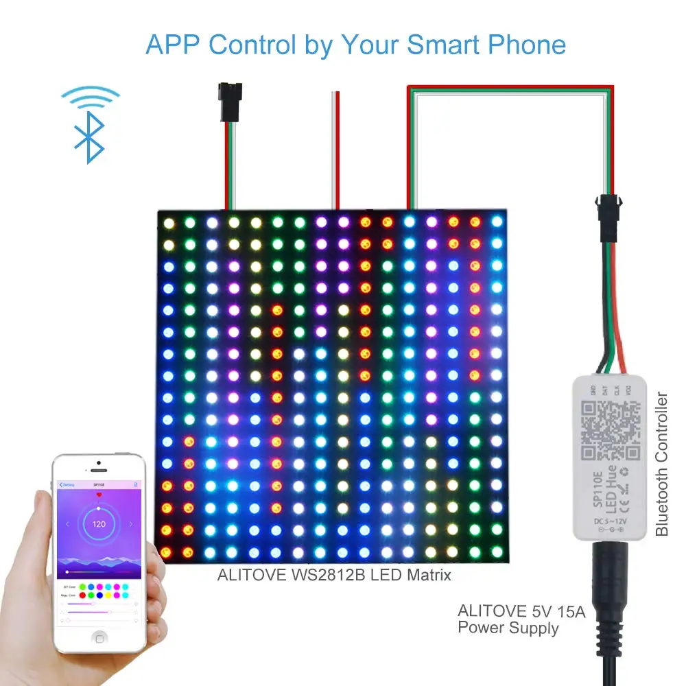 SP110E Bluetooth пиксельный светильник USB DC контроллер Диммер для WS2811 WS2812B SK6812 RGB RGBW APA102 WS2801 пикселей светодиодный светильник