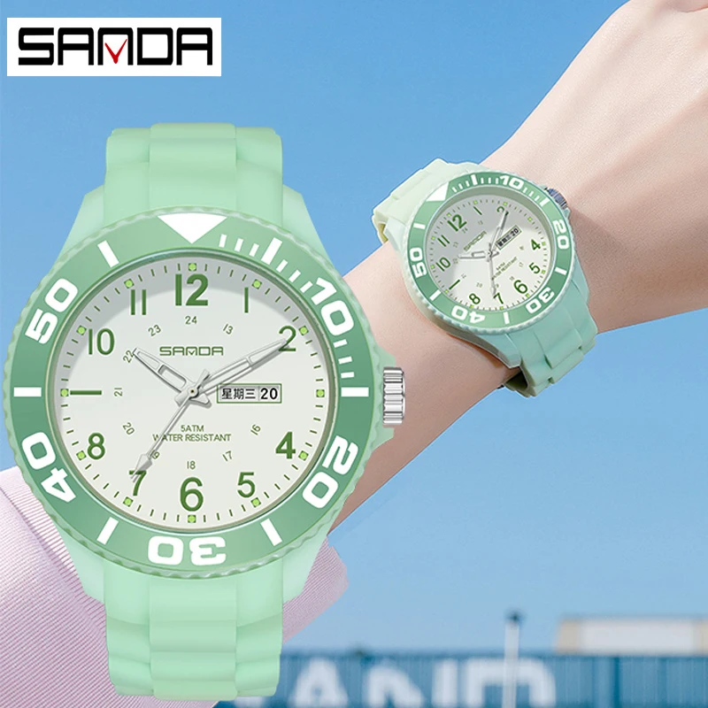 

SANDA Women's Quartz Watch Big Numbers Fashion Simple Waterproof Sport Watch For Woman Thin Analog Watches Clock zegarek damski