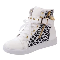 womens high top leopard printed canvas shoes vulcanize shoes