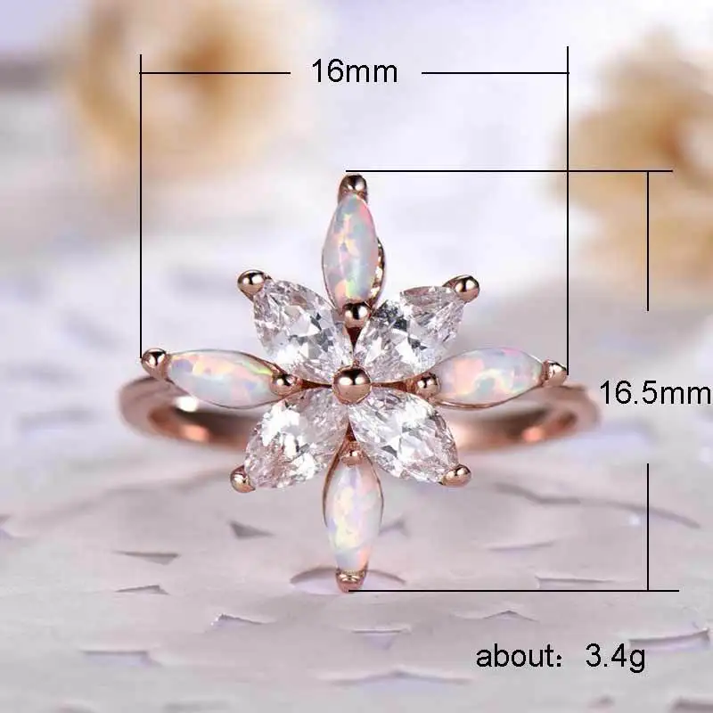 Visisap маркиза опалы Циркон инкрустированные Кольца для женщин с цветочным