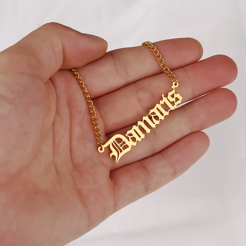 Классический старинный английский шрифт индивидуальное имя ожерелье