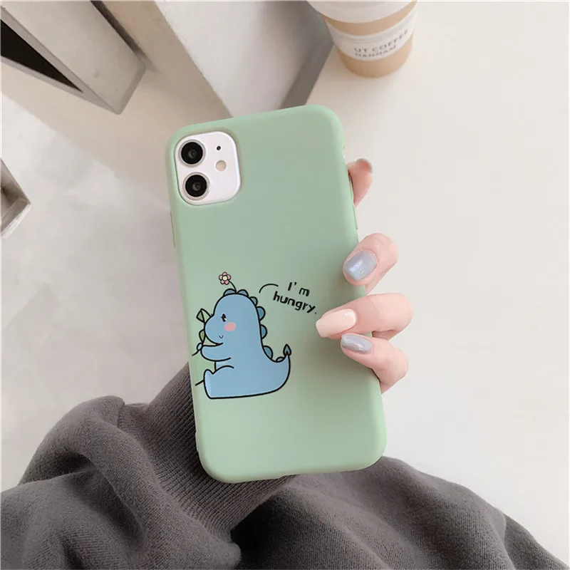 

Cartoon Case for Iphone X XS MAX XR 11 12 Pro MAX Soft Shell 3D Cute Dinosaur Phone Cover for Apple Couples Protective Shell