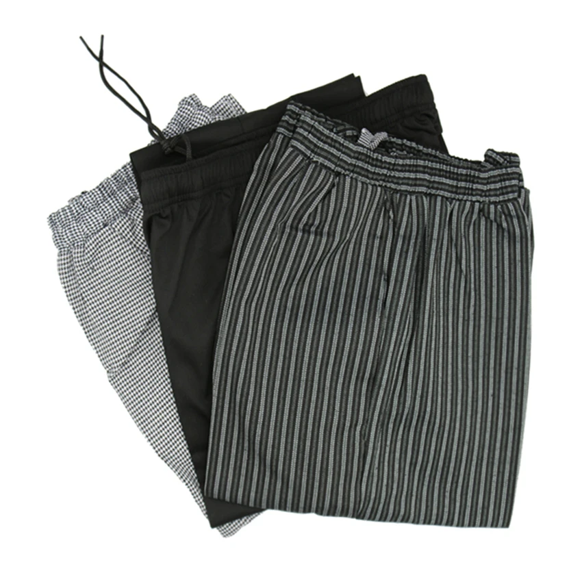 Мужская форма шеф повара свободные кухонные брюки полосатые клетчатые длинные