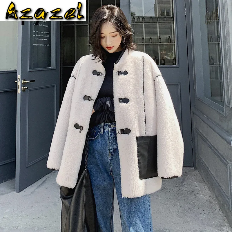 

Женская куртка из 100% шерсти на осень и зиму, пальто из натурального меха, женская одежда 2020, корейское женское меховое пальто из овчины B19F34067