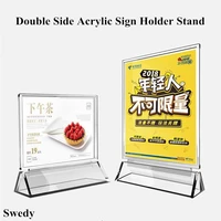 a6 t shaped desktop acrylic sign holder display stand menu paper card holder frame photo picture frame wedding menu ad holder