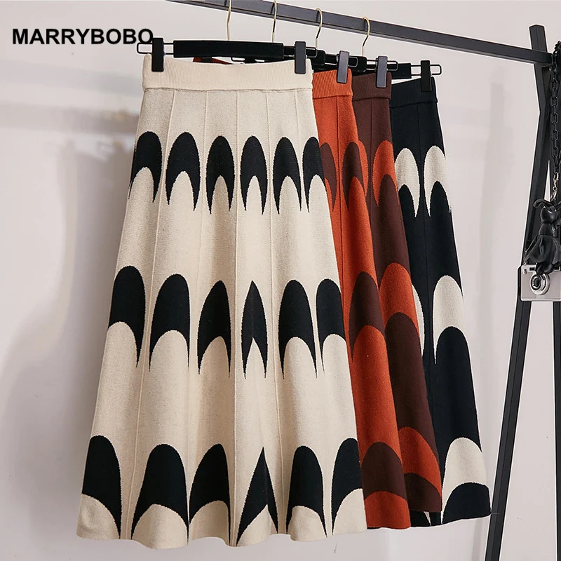 Женская винтажная плиссированная юбка с принтом Луны Повседневная вязаная