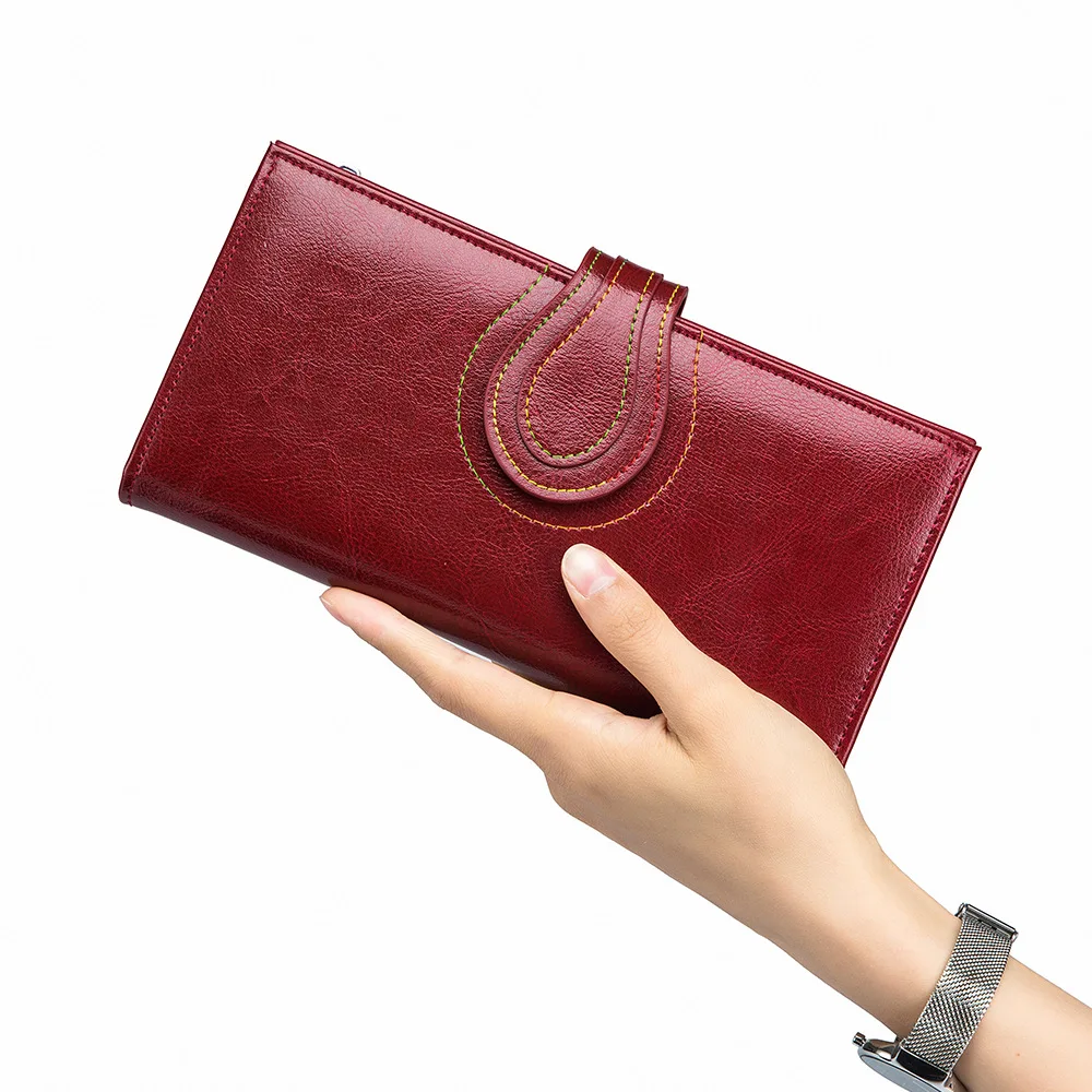 

Fashion Women Genuine Leather Wallet Phone Purse Clutch Wallets Female Long Design Zipper & Hasp Purses Large Capacity Cowhide