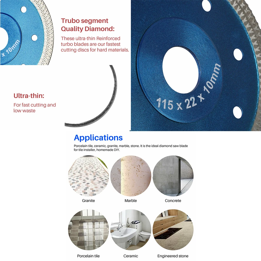 

4.5Inch Diamond Blade Saw Blade Granite Concrete 3000-11000 Rpm Replaces