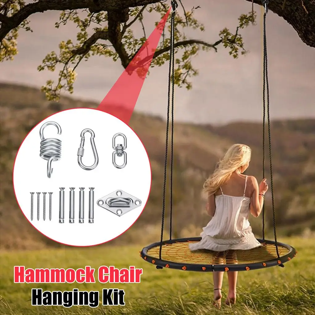 

Stainless Steel Hammock Chair Hanging Kit Spring Rotating Swivel Hook Snap Hook Ceiling Mount Set