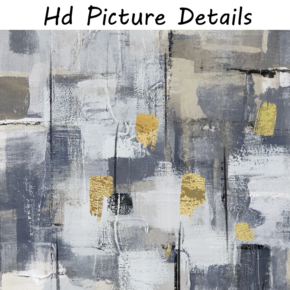 

4 Panels Abstract Painting on Canvas Grey and White Paintings Wall Art Picture Print Poster for Living Room Home Decor Frameless