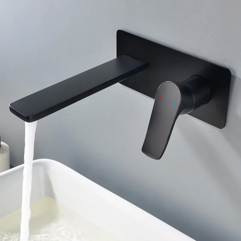 Полностью медный черный смеситель для воды темная нагрузка настенный тип