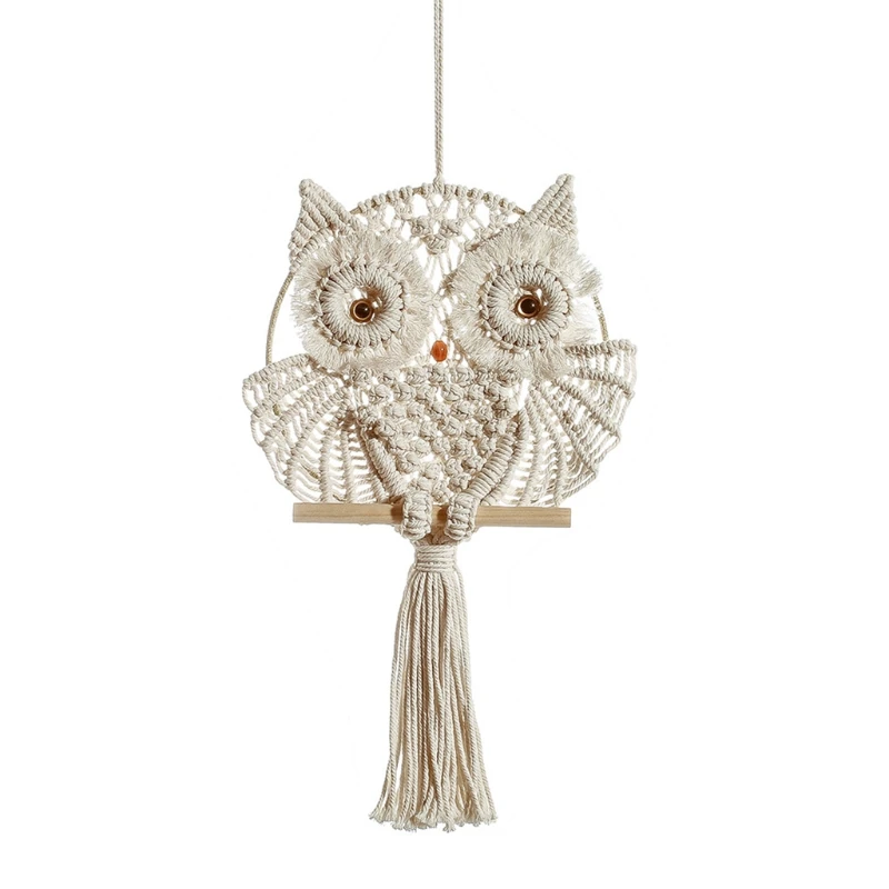 

Osdkoijfueu -- Hand-woven Tapestry Owl Shape Mural Tufted Tassel Woven Wall Hanging Decorative