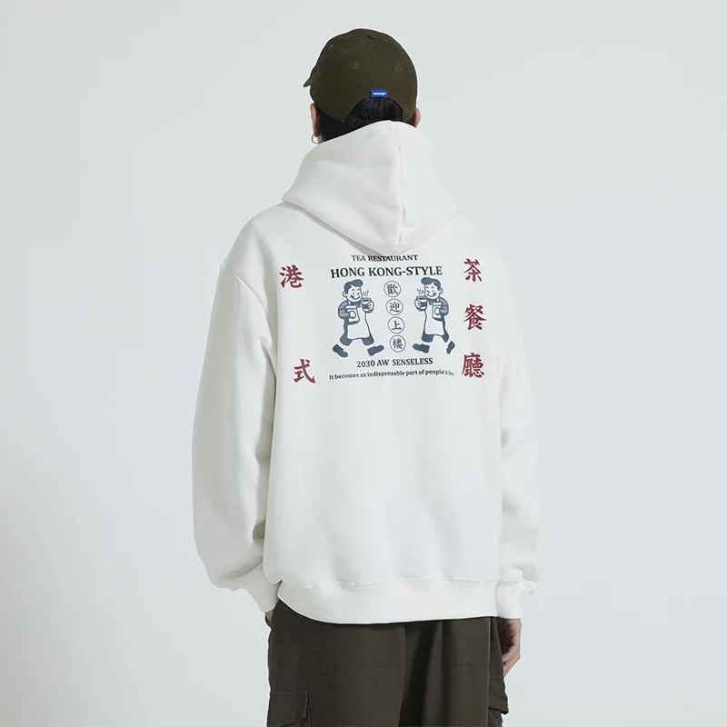 Мужская толстовка с капюшоном в стиле хип хоп китайскими персонажами пуловер
