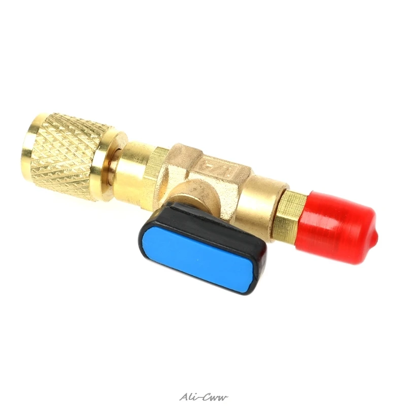 

1/4" Male to 5/16" Female R410A Refrigerant Straight Ball Valve AC Charging