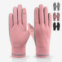 autumn and winter warm womens gloves wind proof fingertip flip cover touch screen winter outdoor cycling driving non slip
