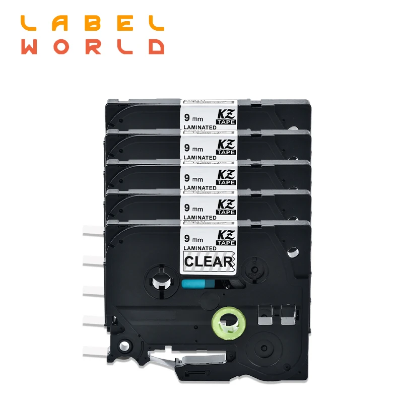 Этикетка World 5PACK TZe 121 9 мм лента для маркировки black on clear tze этикетка совместимая с