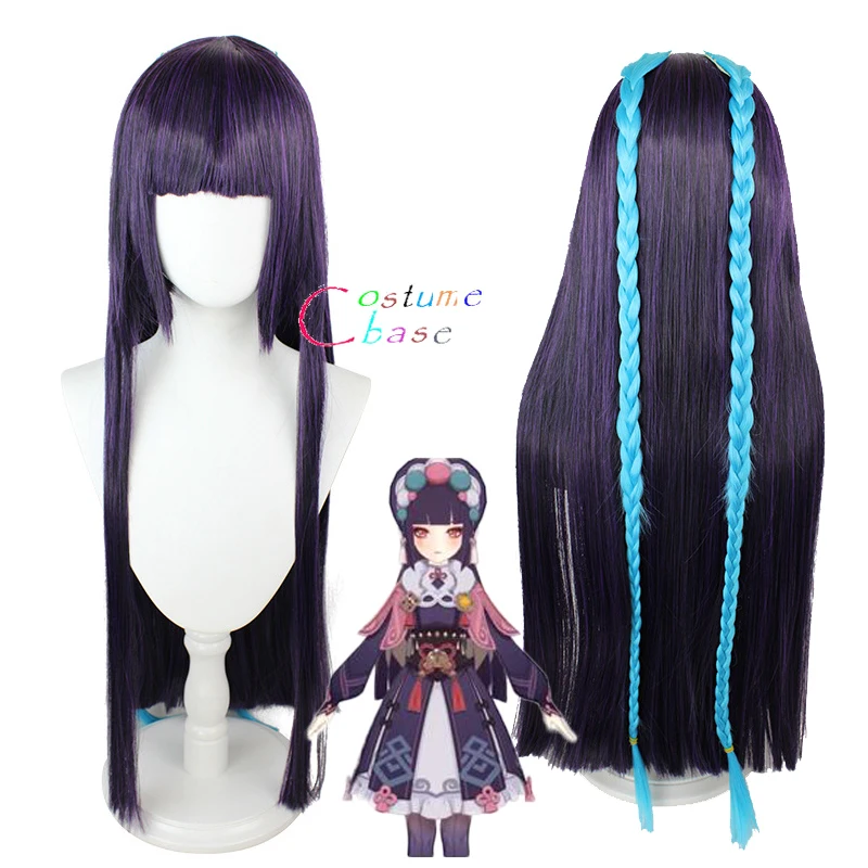 

Парик для косплея Genshin Impact Yunjin длиной 75 см, прямые темно-фиолетовые парики, термостойкие синтетические волосы, костюм на Хэллоуин для ролевы...