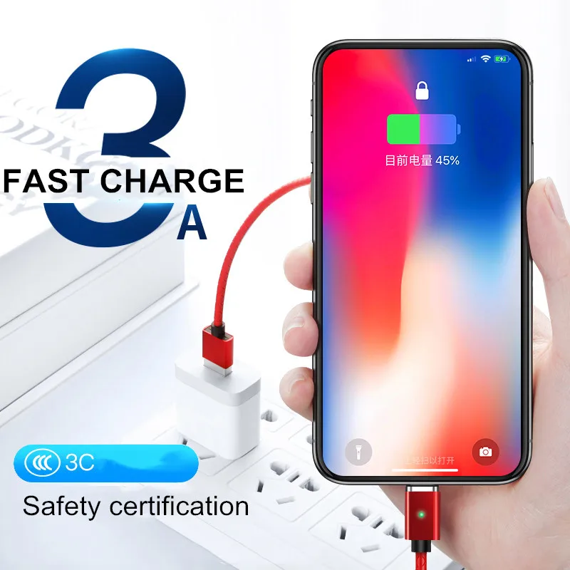 Vanniso 1 м 2 микро USB кабель Магнитный для iphone 3A Быстрая зарядка usb type C мобильный