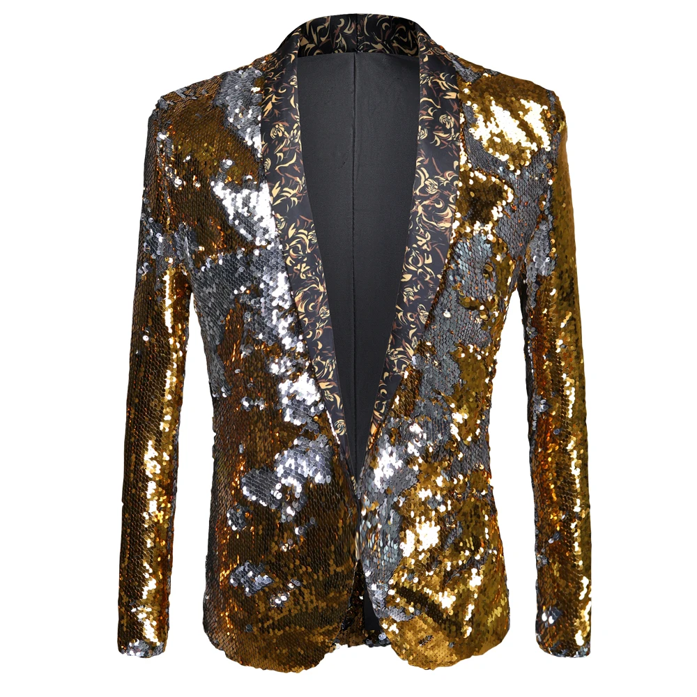 Блестящий желтый пиджак с блестками мужской костюм для ночного клуба и