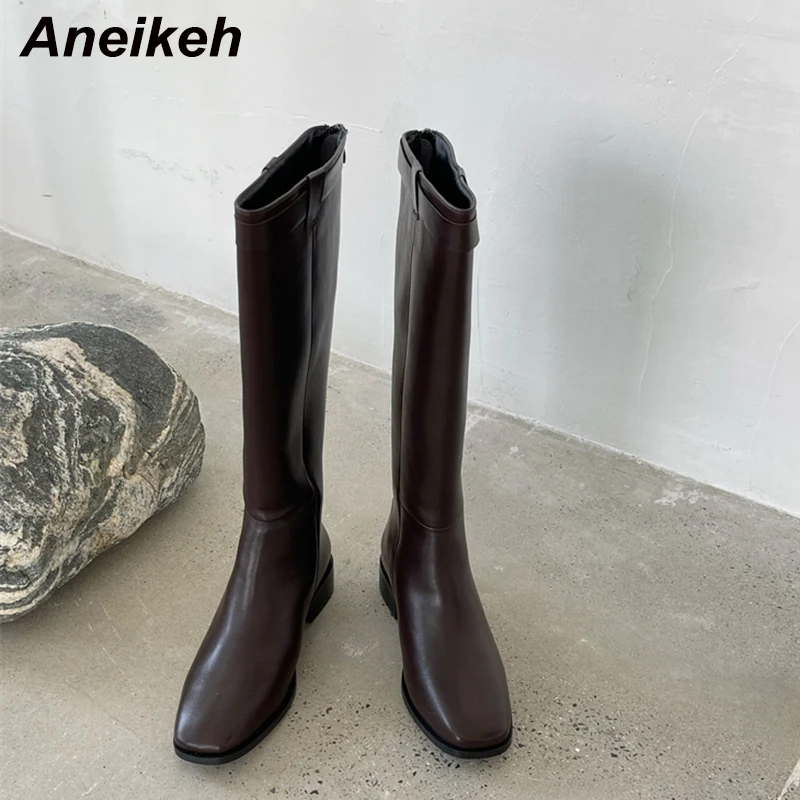 

Элегантные ботинки челси Aneikeh на высоком каблуке, новинка 2022, модная весенняя женская обувь, полиуретановые Нескользящие однотонные вечерн...