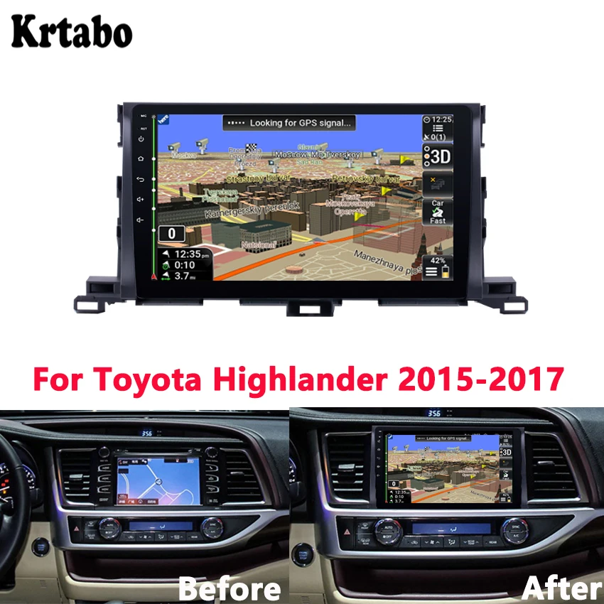 Krtabo автомобильный Радио Android мультимедийный плеер 4G ram для Toyota Highlander 2015 2016 2017