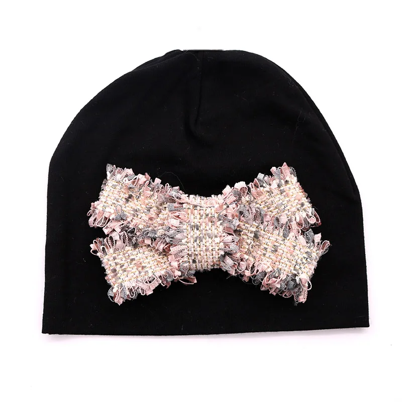 Шапка Вязаная Детская хлопковая с большим бантом для новорожденных | одежда и