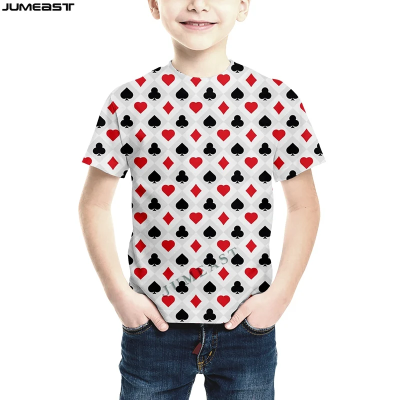 

Jumeast брендовая мужская женская 3D детская футболка хип-хоп покерные карты модная детская футболка с коротким рукавом спортивный пуловер Топ...