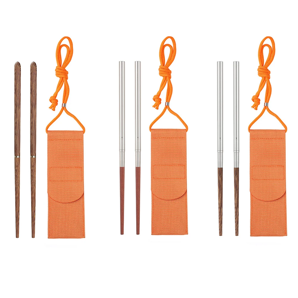 

1 Pair Sandalwood Folding Chopsticks Practical Outdoor Camping Picnic Travel Portable Tableware with Storage Bag