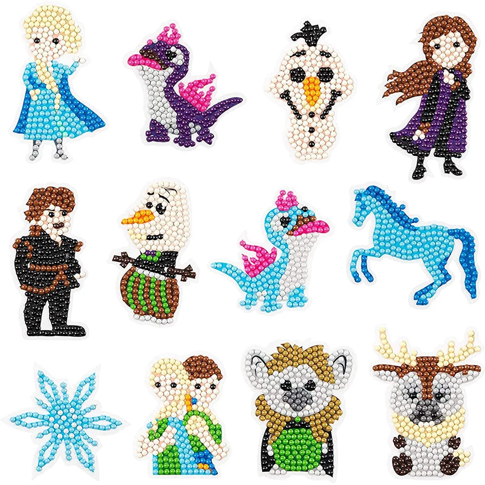 

12PCS Diamond Painting Stickers Kits for Kids DIY Diamond Art Mosaic Stickers by Numbers Kits for Children Boys Girls