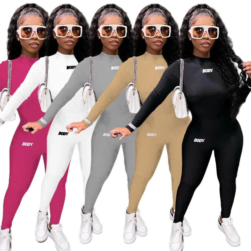 

S-2xl Two Piece Set Women Casual Outfits Long Sleeve Letter Print Top And Long Pants Sporty Fall Wear Wholesale Dropshipping