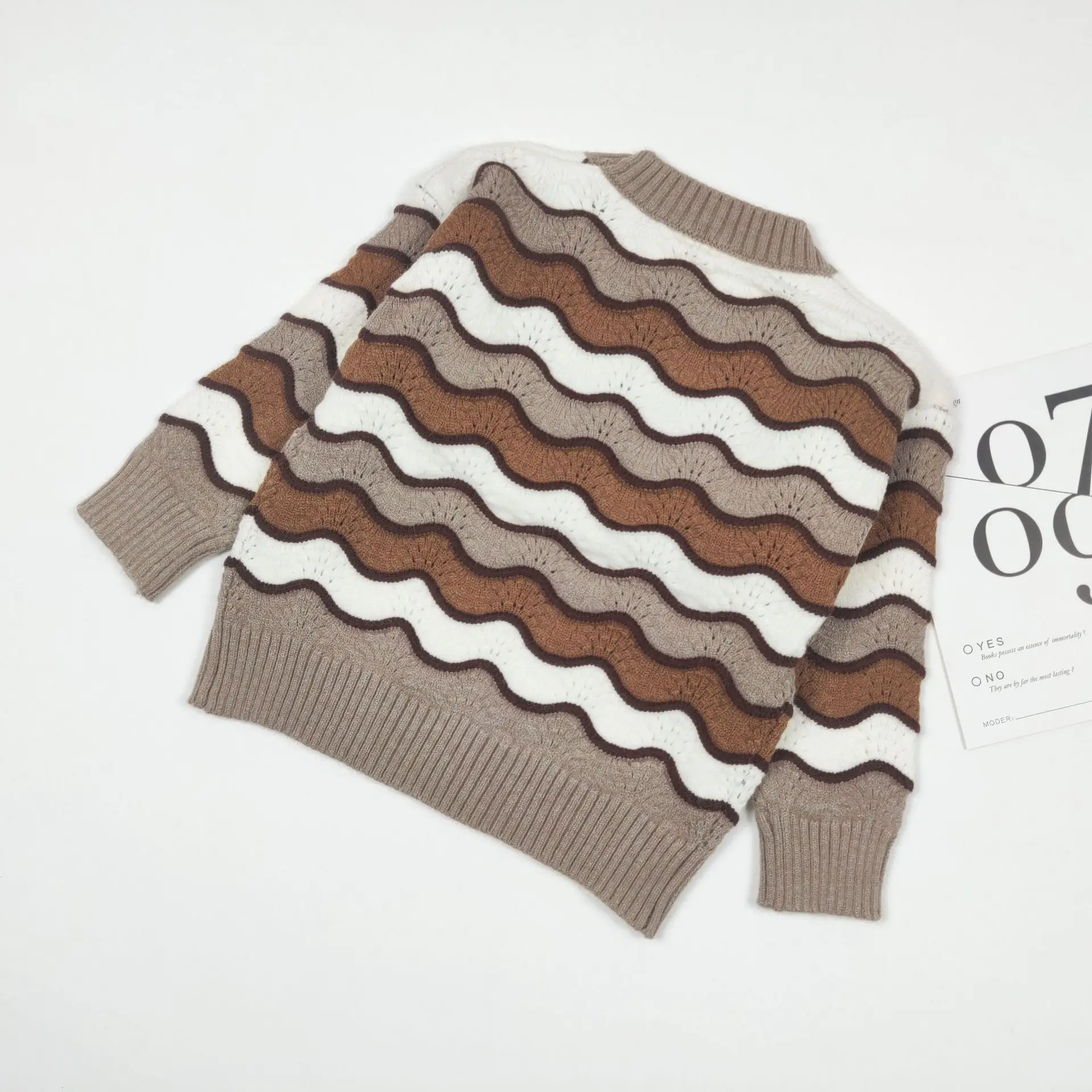 

Kids Boys Sweaters Wave Striped Sweater Fashion O-Neck Long Sleeve Children Knitwear Autumn Outerwear Baby Toddler Warm Clothing