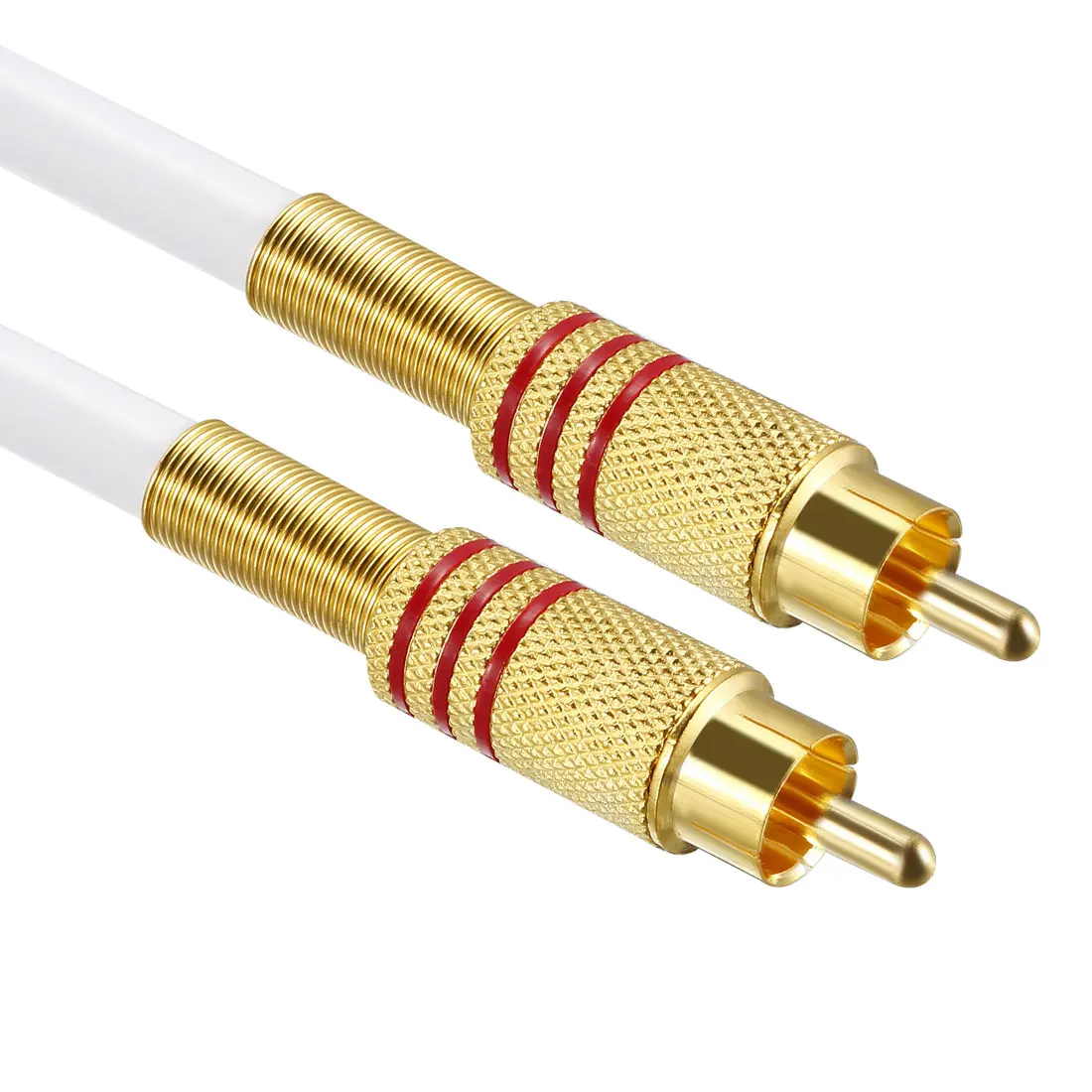 Uxcell 2 шт. RCA штекер к штекеру аудиокабель белый RG6 6 футов с красным кольцом
