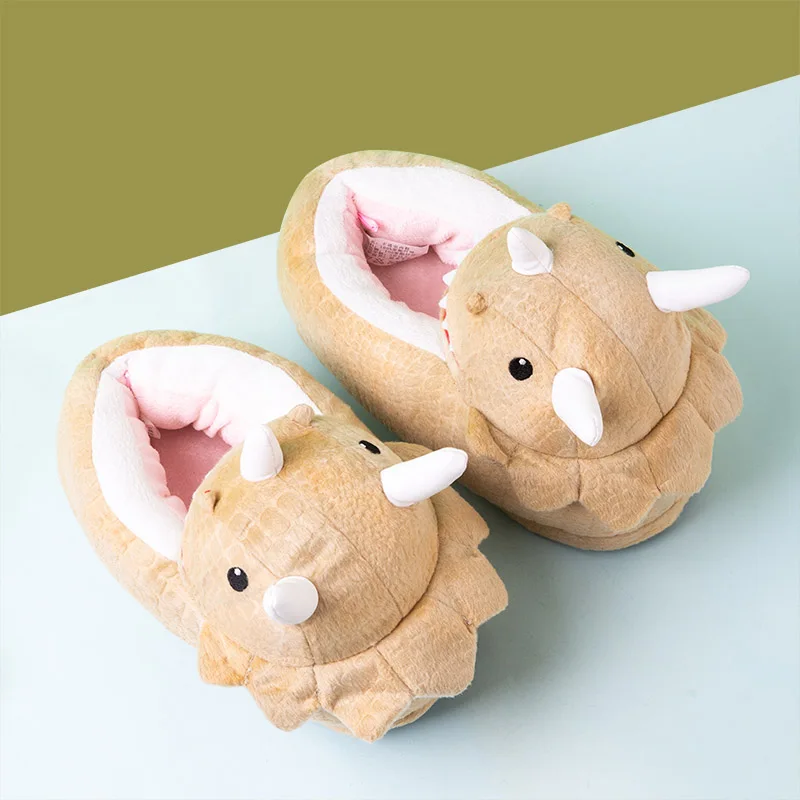 

Тапочки с динозаврами Triceratops для мальчиков и девочек с противоскользящей резиновой подошвой домашняя обувь