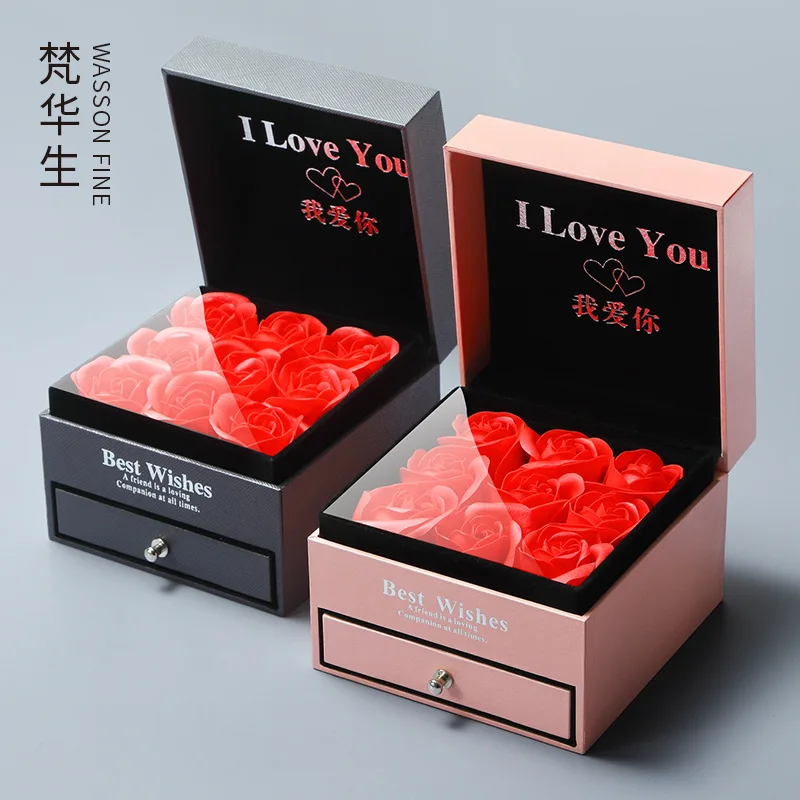 Valentine's Day Creative Jewelry Packaging Box Rose Necklace Gift Jewelry Box Drawer Pendant Box