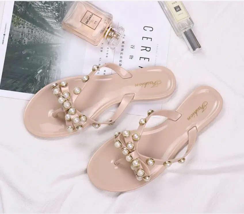 XGRAVITY Butterfly Knot Jelly Shoes Beach Ladies Fashion Summer Pearl Outdoor Flip Flops Woman Slippers Girl Sandals B053 | Обувь