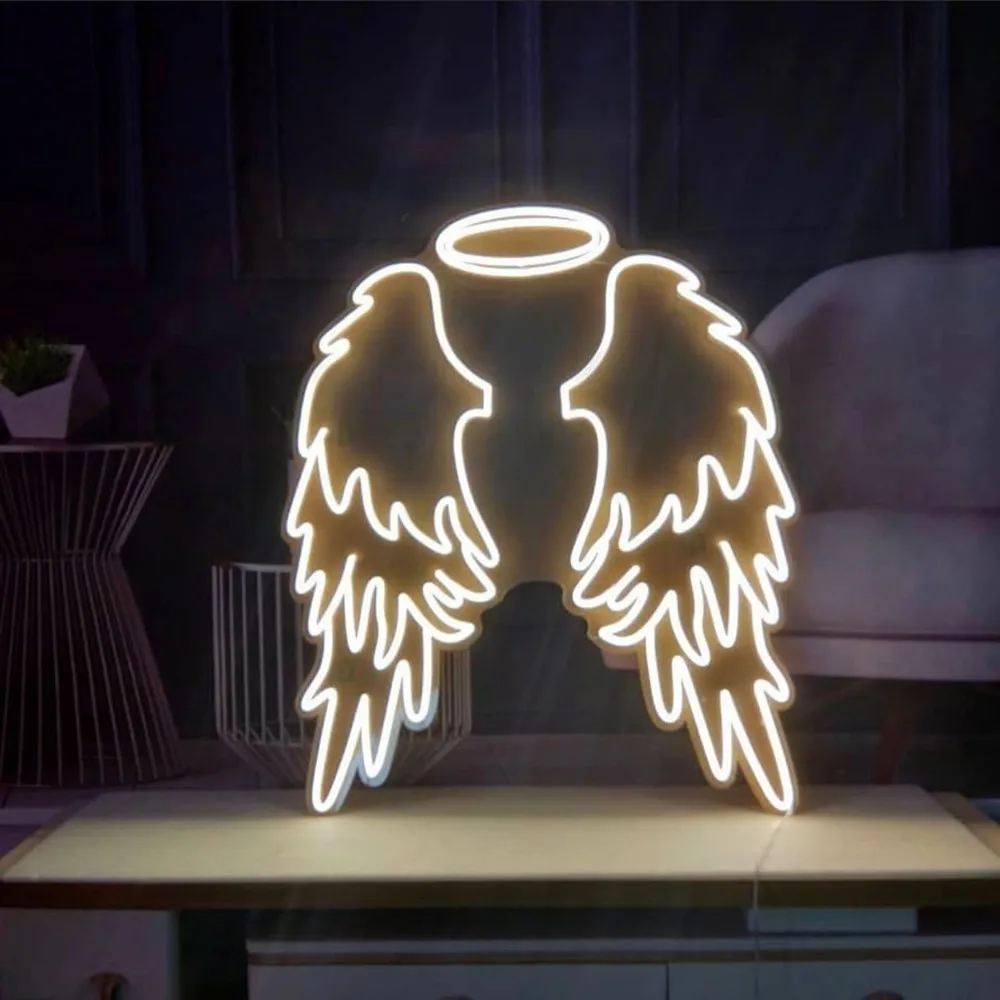 Neon Sign Аngel Wings Art Gift for Girl Bedroom Christmas Birthday Party Decorations LED Neon Night Light Home Room Wall Decor