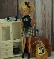 fashion high neck black shirt houndstooth plaid skirt 11 5 doll outfits for barbie clothes 16 bjd dolls accessories kids toy