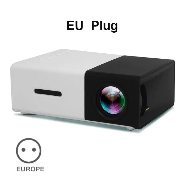 Salange YG300 Мини проектор светодиодный проектор 500LM Аудио HDMI USB мини YG-300 Proyector домашний кинотеатр медиаплеер - Цвет: Black EU Plug