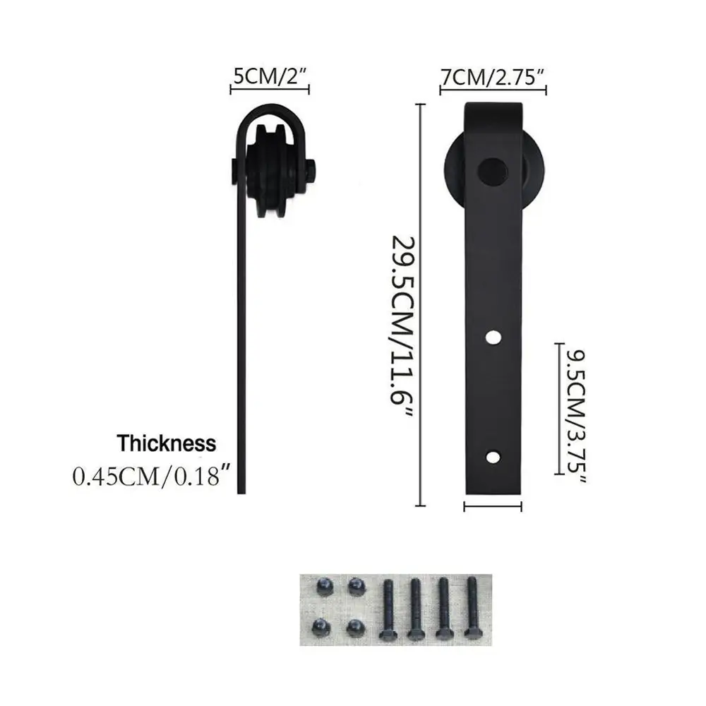 Sliding Barn Door Hardware Kit Top Mounted Hanger Track Black Steel Closet Door Roller Rail Single Door Sliding Door Rail Pulley