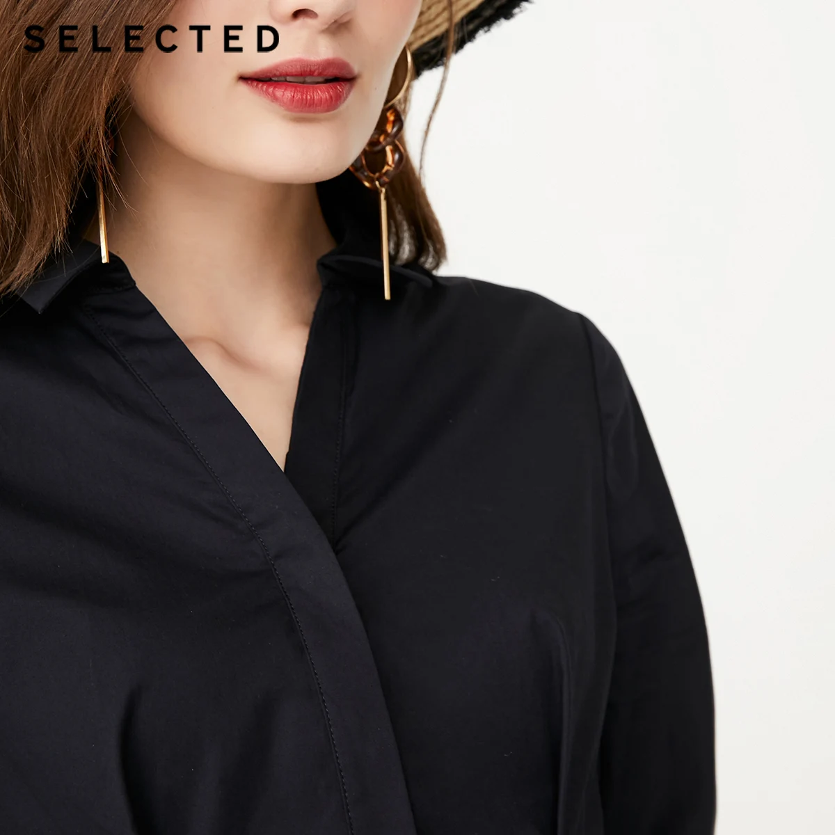 Женское платье с V-образным вырезом рукавом 3/4 и поясом | Женская одежда