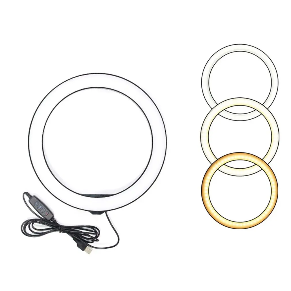 

10 Inch Flat Ring Light Selfie Beauty Photography Mobile Phone Live Light Three Color Temperature LED Fill Light